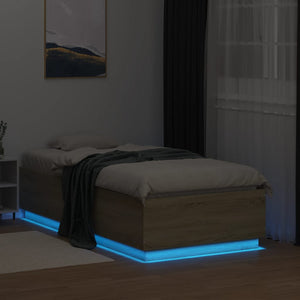Bettgestell mit LED Sonoma-Eiche 75x190 cm
