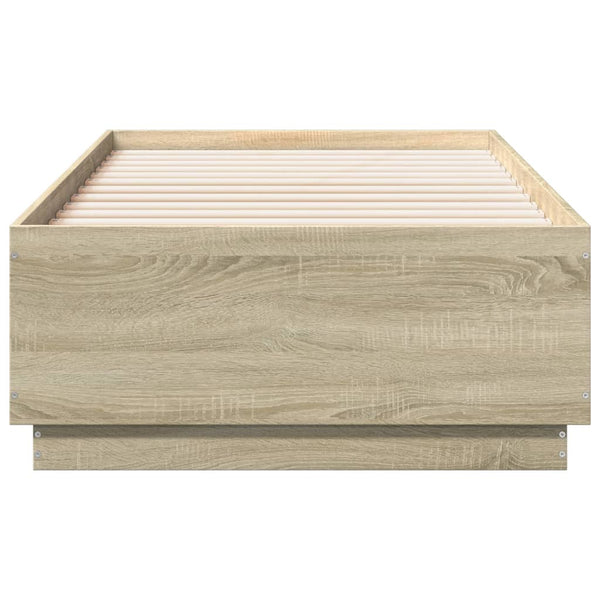 Bettgestell mit LED Sonoma-Eiche 75x190 cm
