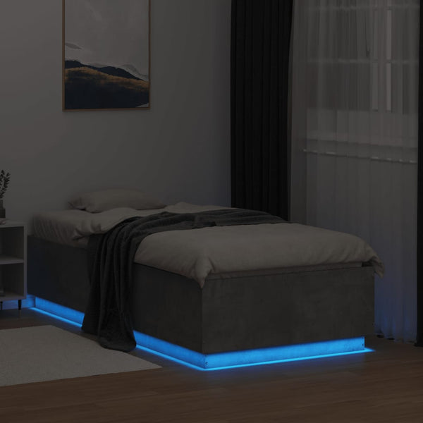 Bettgestell mit LED 75x190 cm Betongrau
