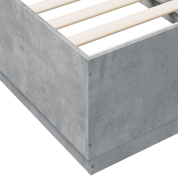 Bettgestell mit LED 75x190 cm Betongrau