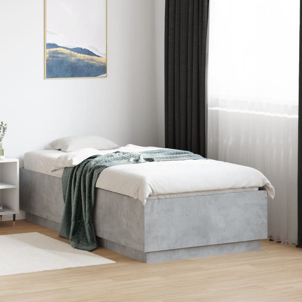Bettgestell mit LED 75x190 cm Betongrau