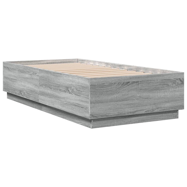 Bettgestell mit LED Grau Sonoma 75x190 cm