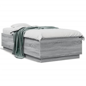 Bettgestell mit LED Grau Sonoma 75x190 cm