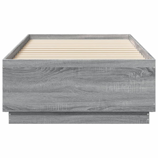 Bettgestell mit LED Grau Sonoma 75x190 cm