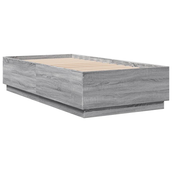 Bettgestell mit LED Grau Sonoma 75x190 cm