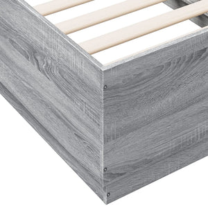 Bettgestell mit LED Grau Sonoma 75x190 cm