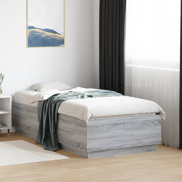 Bettgestell mit LED Grau Sonoma 75x190 cm