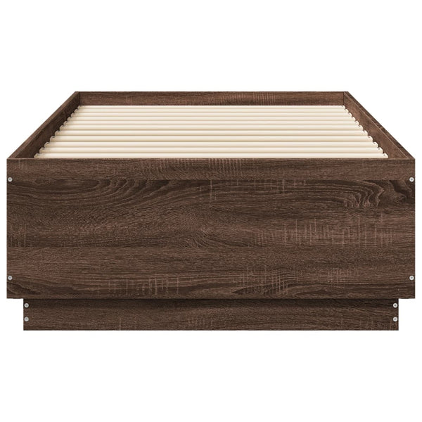 Bettgestell mit LED 75x190 Braun Eichen-Optik