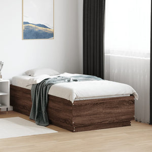 Bettgestell mit LED 75x190 Braun Eichen-Optik