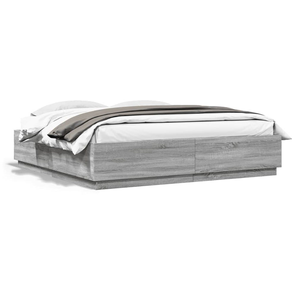 Bettgestell 180x200 cm Grau Sonoma