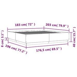 Bettgestell 180x200 cm Grau Sonoma