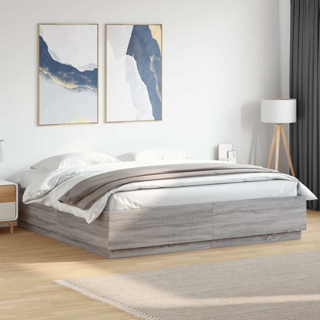 Bettgestell 180x200 cm Grau Sonoma