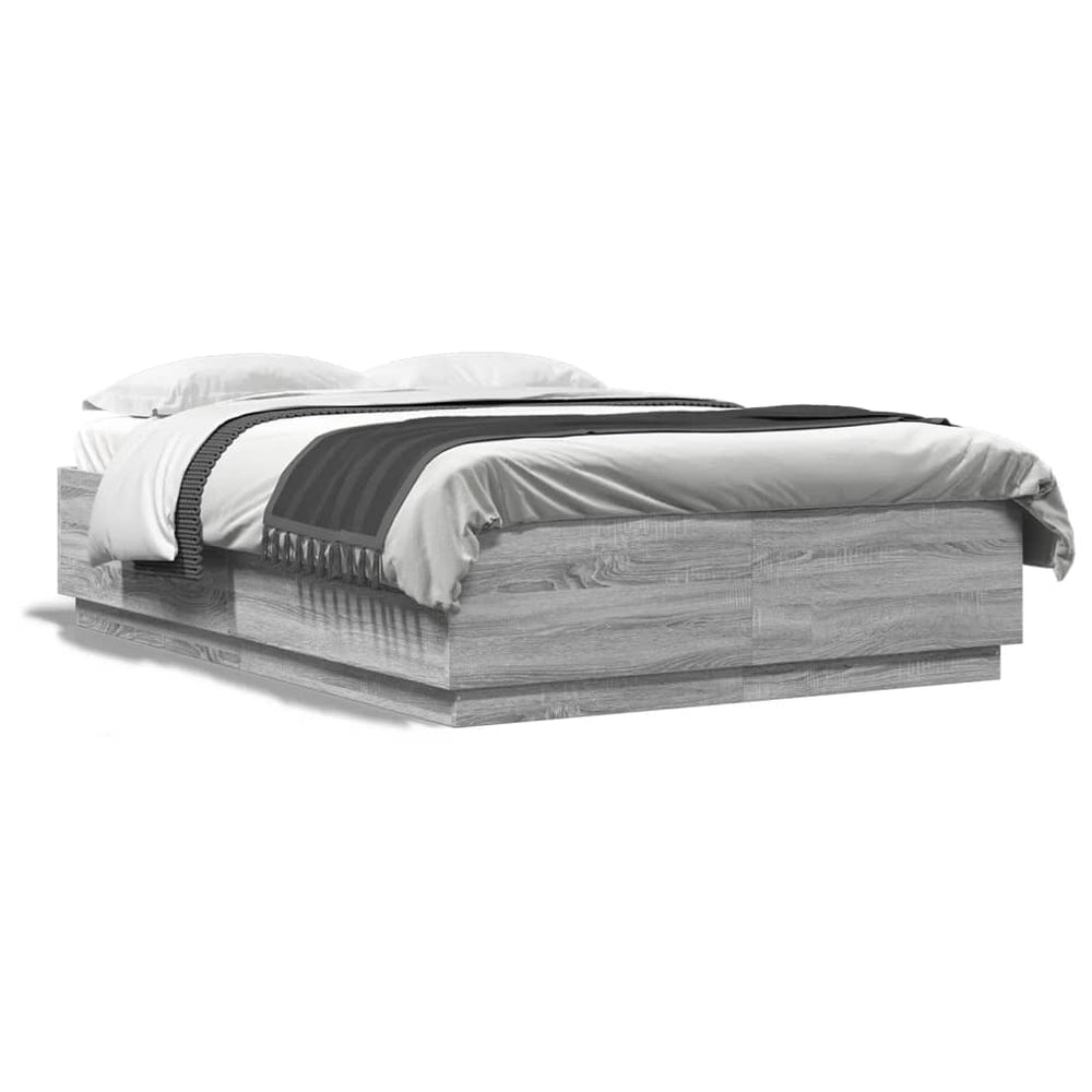 Bettgestell 150x200 cm Grau Sonoma