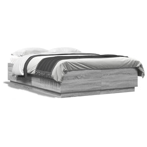 Bettgestell 150x200 cm Grau Sonoma