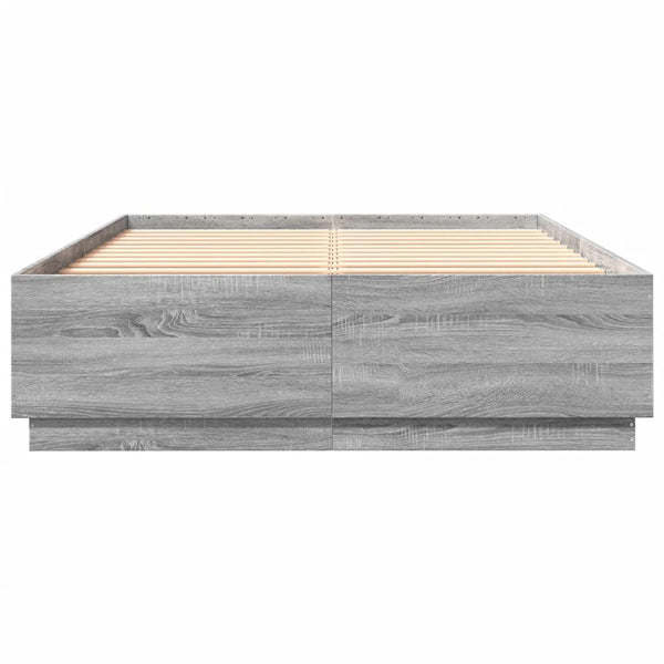 Bettgestell 150x200 cm Grau Sonoma