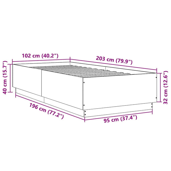 Bettgestell Räuchereiche 100x200 cm