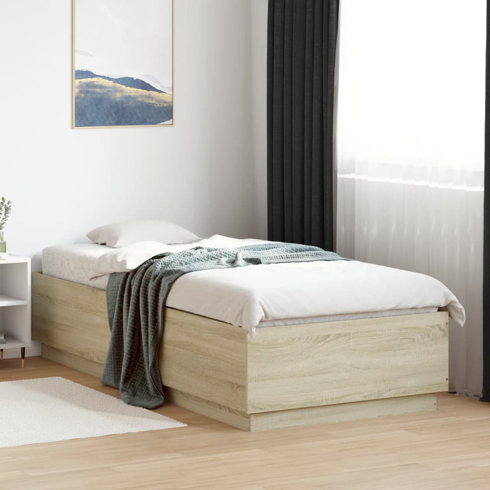 vidaXL Bed Frame Sonoma Oak 90x200 cm Engineered Wood