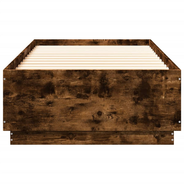 vidaXL Bed Frame Smoked Oak 90x200 cm Engineered Wood
