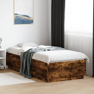 vidaXL Bed Frame Smoked Oak 90x200 cm Engineered Wood