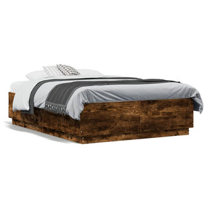 vidaXL Bed Frame Smoked Oak 120x190 cm Engineered Wood