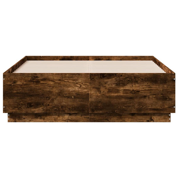 vidaXL Bed Frame Smoked Oak 120x190 cm Engineered Wood