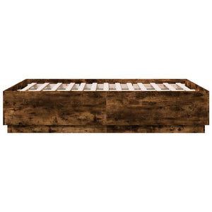 vidaXL Bed Frame Smoked Oak 120x190 cm Engineered Wood