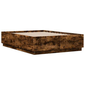 vidaXL Bed Frame Smoked Oak 120x190 cm Engineered Wood