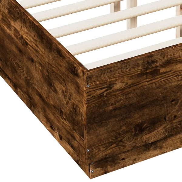 vidaXL Bed Frame Smoked Oak 120x190 cm Engineered Wood