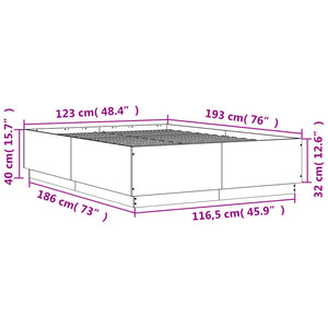 vidaXL Bed Frame Smoked Oak 120x190 cm Engineered Wood