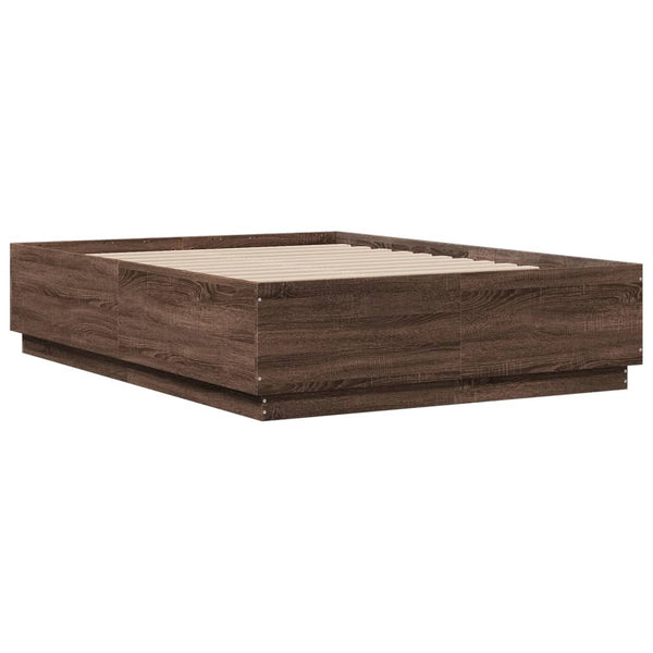 vidaXL Bed Frame Brown Oak Look 120x190 cm Engineered Wood
