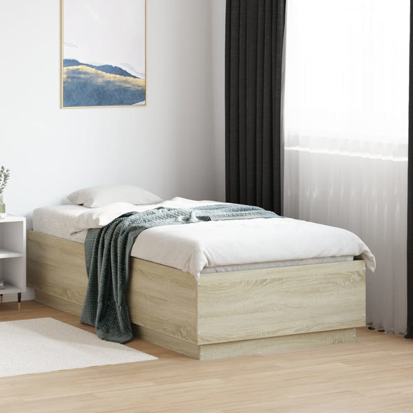 vidaXL Bed Frame Sonoma Oak 90x190 cm Engineered Wood