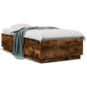 vidaXL Bed Frame Smoked Oak 90x190 cm Engineered Wood