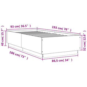 vidaXL Bed Frame Smoked Oak 90x190 cm Engineered Wood