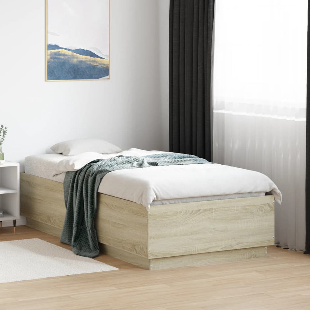 vidaXL Bed Frame Sonoma Oak 75x190 cm Engineered Wood
