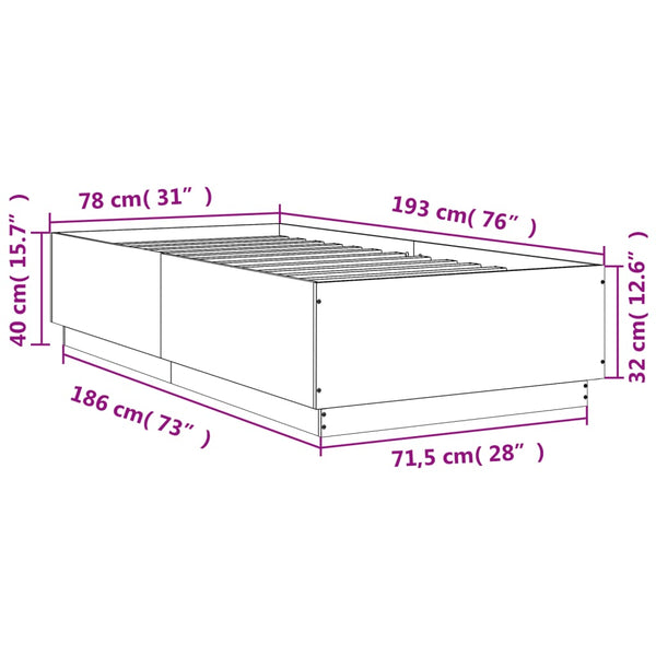 vidaXL Bed Frame Smoked Oak 75x190 cm Engineered Wood