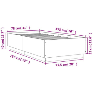 vidaXL Bed Frame Brown Oak Look 75x190 cm Engineered Wood