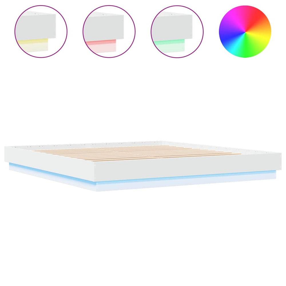 vidaXL LED Bed Frame White 200x200 cm