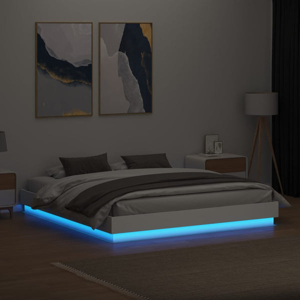 vidaXL LED Bed Frame White 200x200 cm
