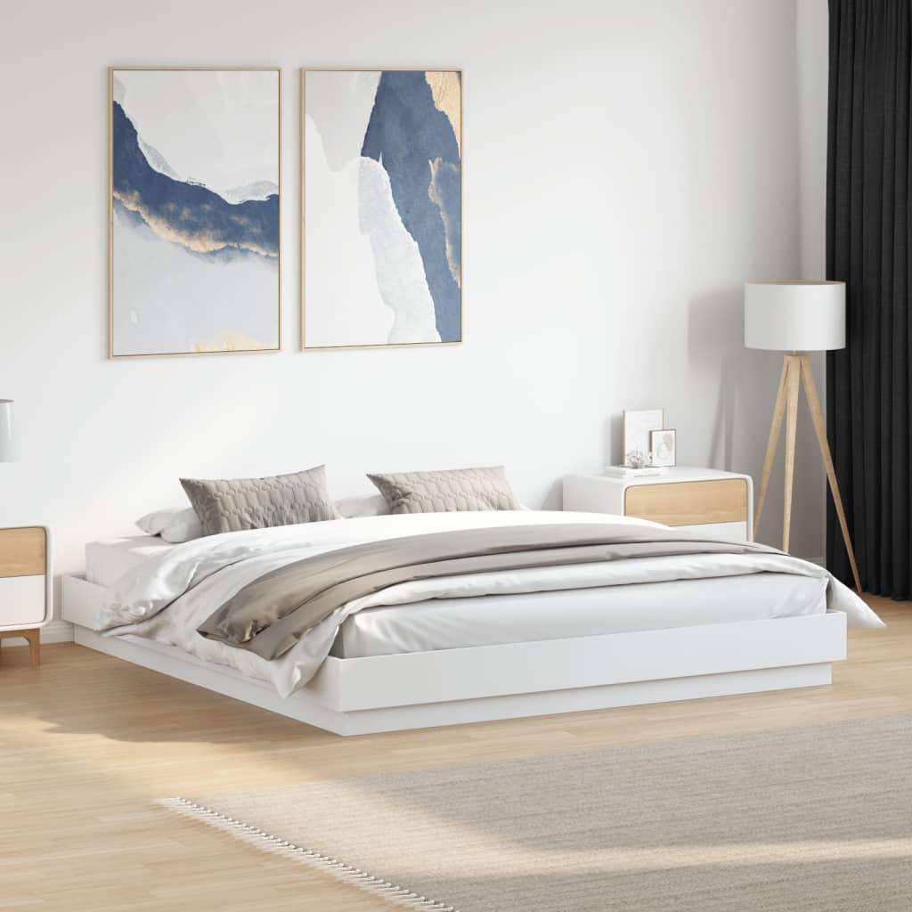 vidaXL LED Bed Frame White 200x200 cm