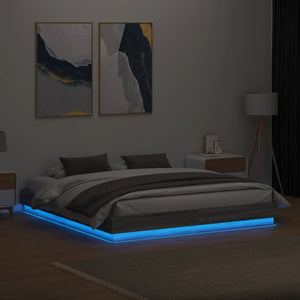 vidaXL LED Bed Frame Grey Sonoma 200x200 cm