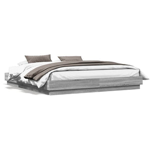 vidaXL LED Bed Frame Grey Sonoma 200x200 cm