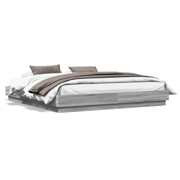 vidaXL LED Bed Frame Grey Sonoma 200x200 cm