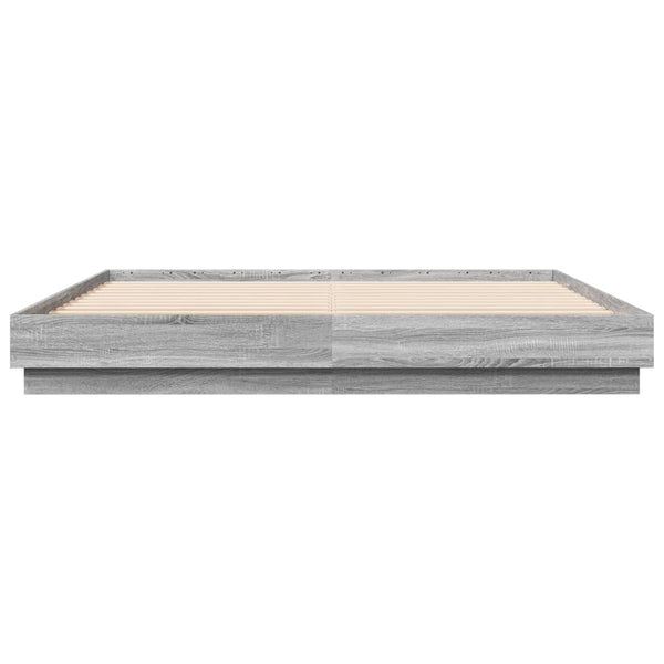 vidaXL LED Bed Frame Grey Sonoma 200x200 cm