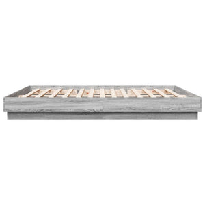 vidaXL LED Bed Frame Grey Sonoma 200x200 cm