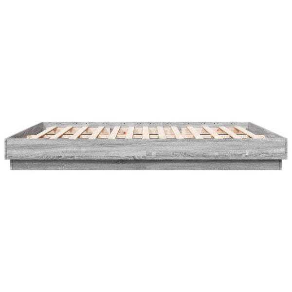 vidaXL LED Bed Frame Grey Sonoma 200x200 cm