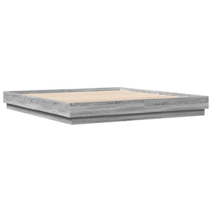 vidaXL LED Bed Frame Grey Sonoma 200x200 cm