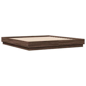 vidaXL LED Bed Frame Brown Oak-Look 200x200 cm