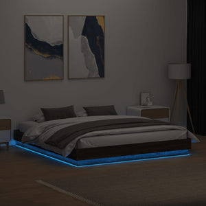 vidaXL LED Bed Frame Brown Oak-Look 200x200 cm