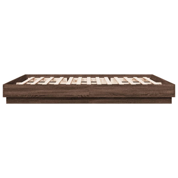 vidaXL LED Bed Frame Brown Oak-Look 200x200 cm