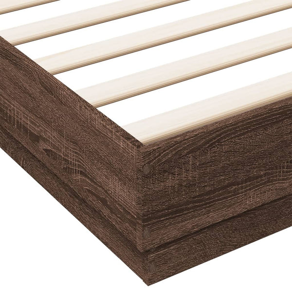 vidaXL LED Bed Frame Brown Oak-Look 200x200 cm